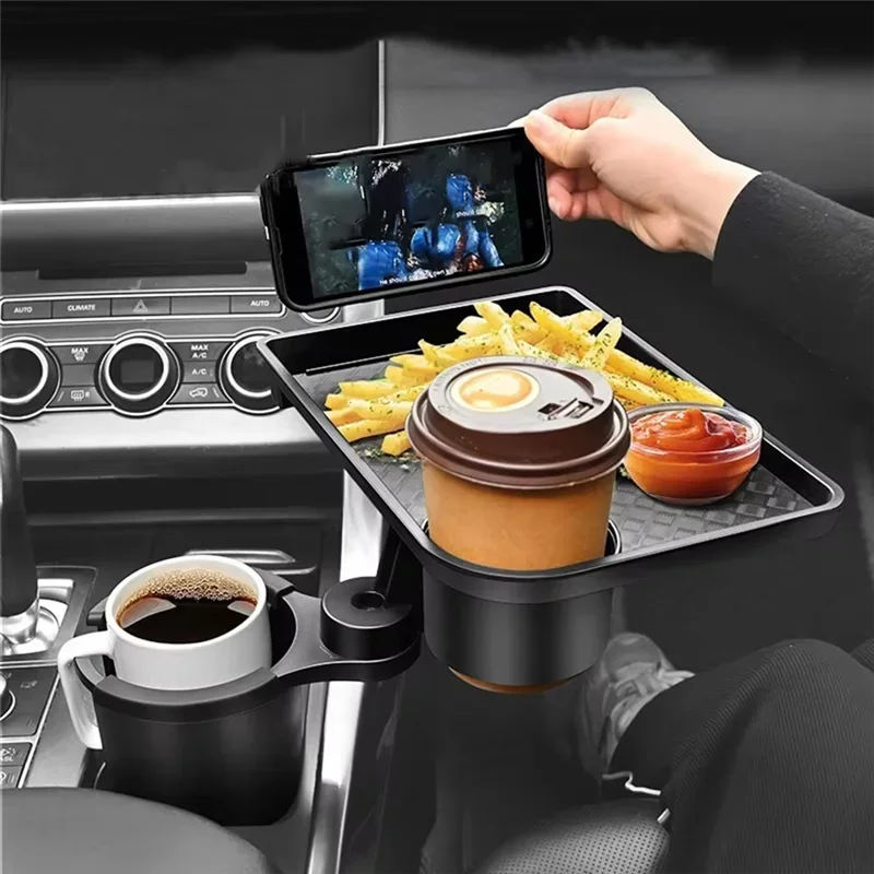 360° Rotating Car Cup Holder Tray