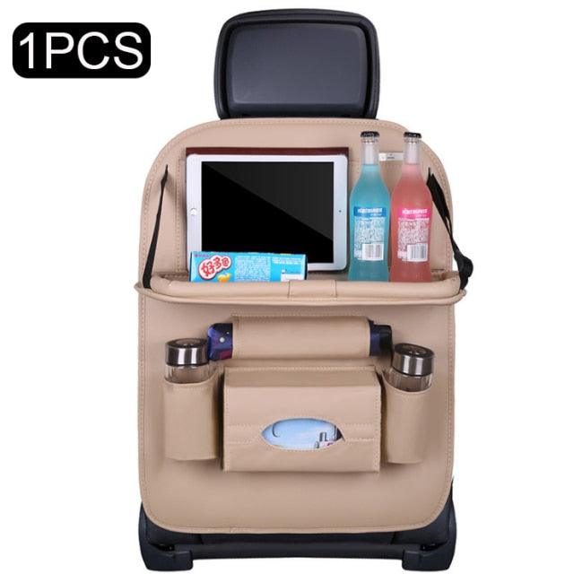 Car Seat Back Organizer with Fold-Down Tray
