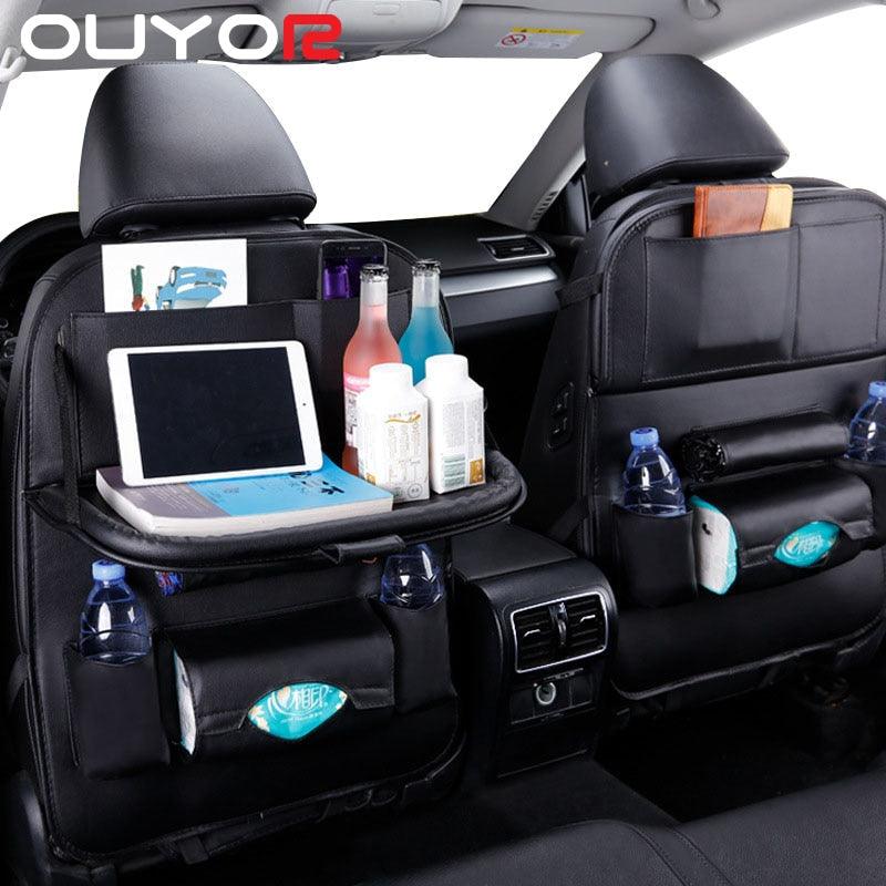 Car Seat Back Organizer with Fold-Down Tray